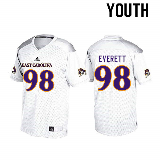 Youth #98 Keziah Everett ECU Pirates College Football Jerseys Sale-White